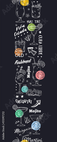 Fun hand drawn cocktails seamless pattern, great for banners, textiles, wallpapers, wrapping - vector design