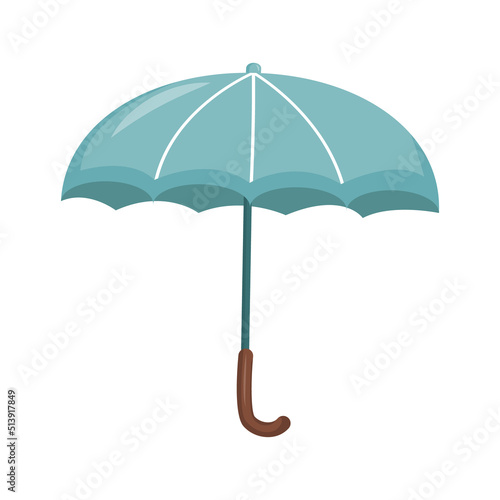 Open umbrella semi flat color vector object. Stormy weather condition. Full sized item on white. Protection against rain. Simple cartoon style illustration for web graphic design and animation