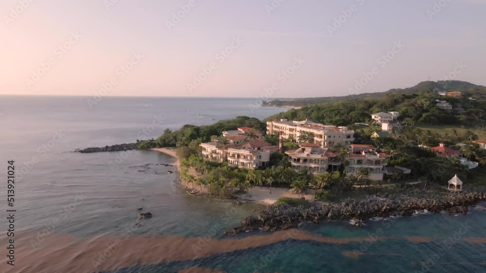 Sunset flight above the sea, Roatan, Honduras Sunset flight above the sea, Roatan, Honduras