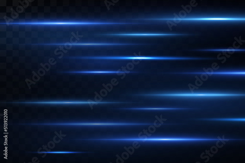 Vector illustration of a blue color. Light effect. Abstract laser beams of light. Chaotic neon rays of light