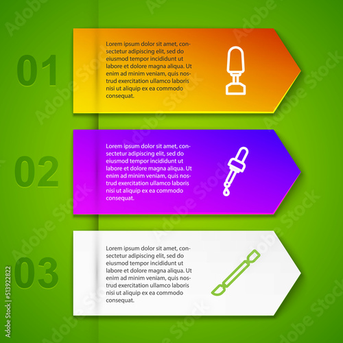 Set line Milling cutter for manicure, Pipette with oil and Cuticle pusher. Business infographic template. Vector