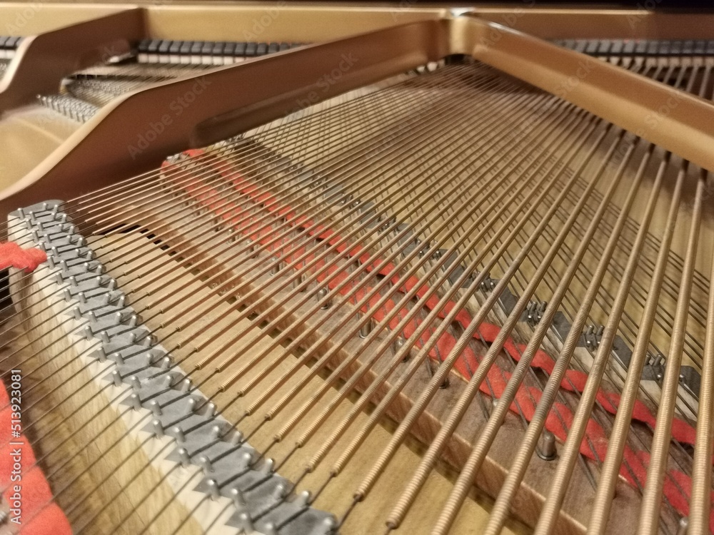 piano deck close view, chords and other parts, grand piano musical instrument piano deck close view, chords and other parts, grand piano musical instrument