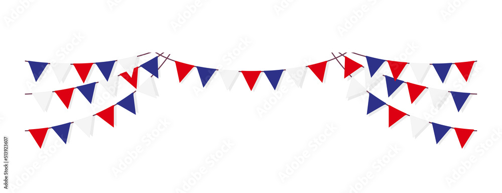 Bunting garland (pennant flags) decoration illustration | French flag Bunting garland (pennant flags) decoration illustration | French flag