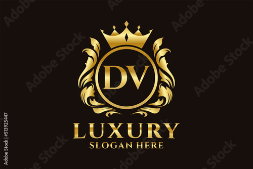 Initial DV Letter Royal Luxury Logo template in vector art for luxurious branding projects and other vector illustration.