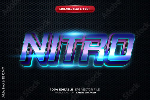 metal nitro blue glow cinematic 3d editable text effect