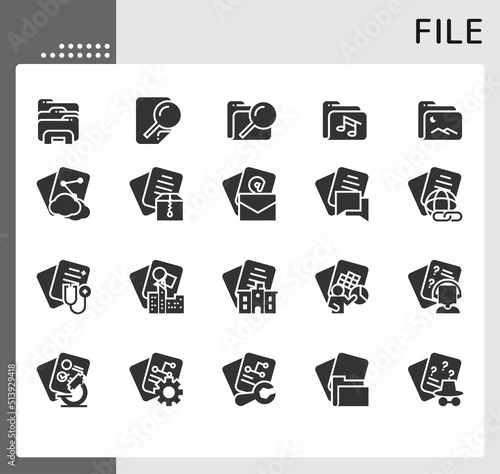 file 2 icon set, isolated glyph icon, perfect for web, graphic design, social media, UI, mobile app, EPS vector illustration