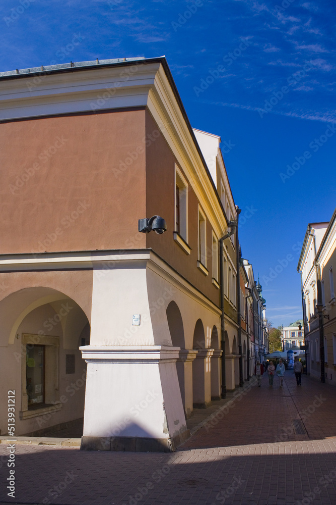 Ancient street in Old Town of Zamosc, Poland