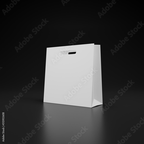 White paper bags isolated on black background, 3D illustration.