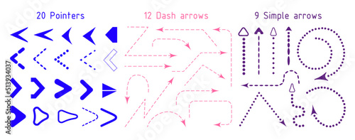 Hand-drawn arrows. Best for a business plan and education projects. Vector illustration.