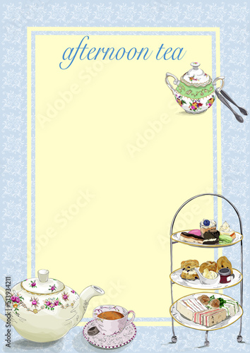 Afternoon tea invitation illustration vector file