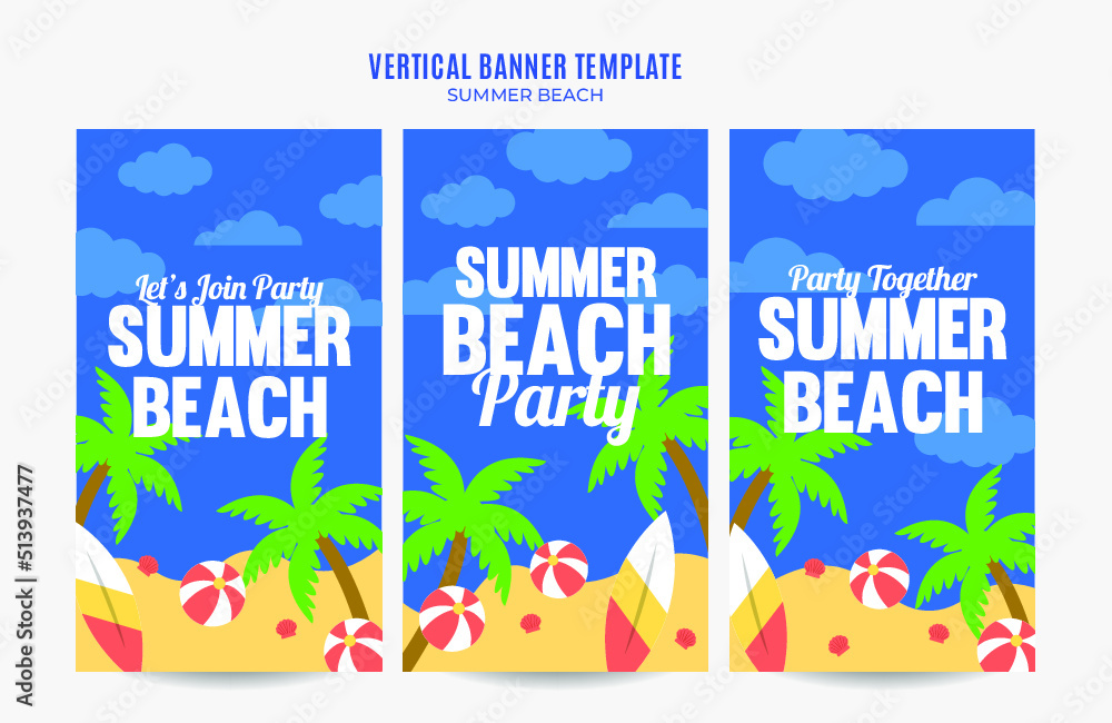 Summer Day - Beach Party Web Banner for Social Media Vertical Poster, banner, space area and background Summer Day - Beach Party Web Banner for Social Media Vertical Poster, banner, space area and background