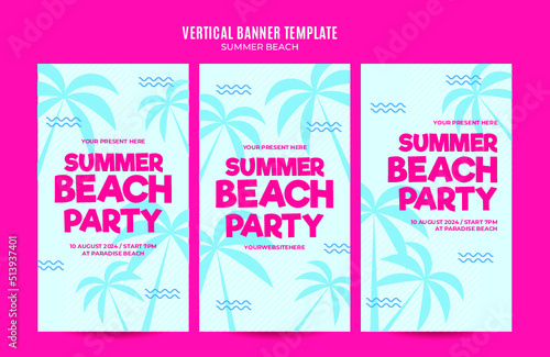Summer Day - Beach Party Web Banner for Social Media Vertical Poster  banner  space area and background