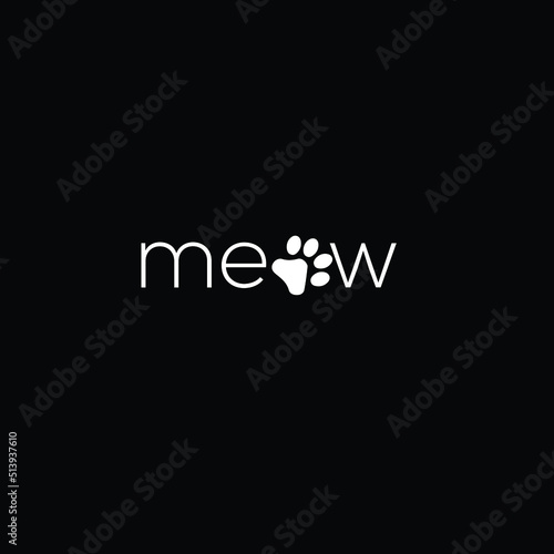 Creative Professional Trendy and Minimal Letter MEOW Logo Design in Black and White Color, Cat Meow Icon Logo in Editable Vector Format