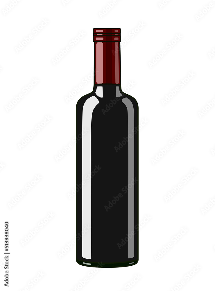 Red wine bottle, flat style vector illustration isolated on white background Red wine bottle, flat style vector illustration isolated on white background
