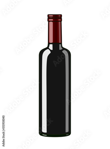Red wine bottle, flat style vector illustration isolated on white background