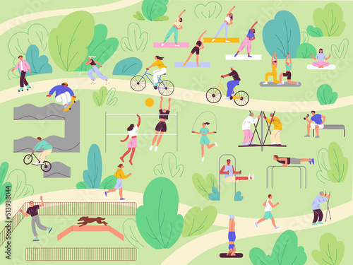 People in the park, summer activities