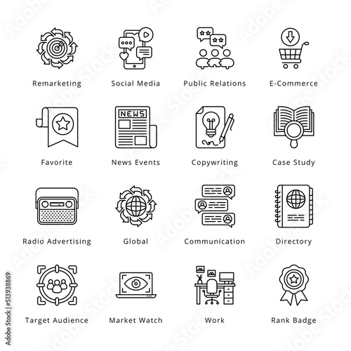 Digital Marketing Outline Icons - Stroked, Vectors