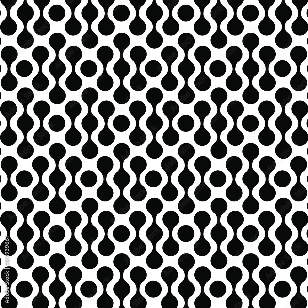 Seamless dots geometric black and white pattern vector background
