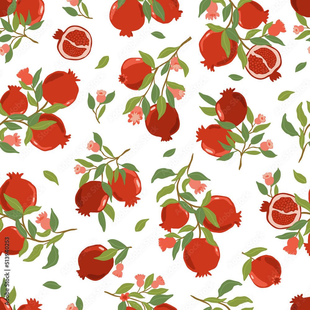 Fruit Garden seamless pattern, hand drawn vector branch with fruits, flowers and leaves digital paper, repeating background for fabric, textile, wallpaper, stationery Fruit Garden seamless pattern, hand drawn vector branch with fruits, flowers and leaves digital paper, repeating background for fabric, textile, wallpaper, stationery