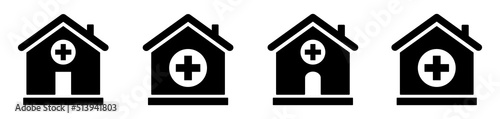Medical house icon. Hospital icon. Healthcare house icon, vector illustration