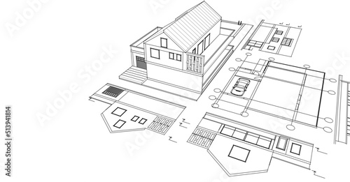 house project plan 3d rendering