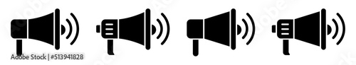 Megaphone icon. Electric megaphone with sound icon, vector illustration