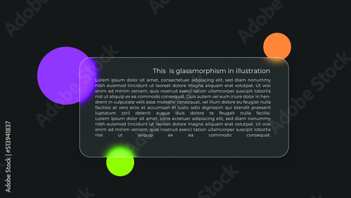Photo carousel template. Social media concept. Glassmorphism style. Vector illustration. Realistic glass morphism effect with set of transparent glass plates..