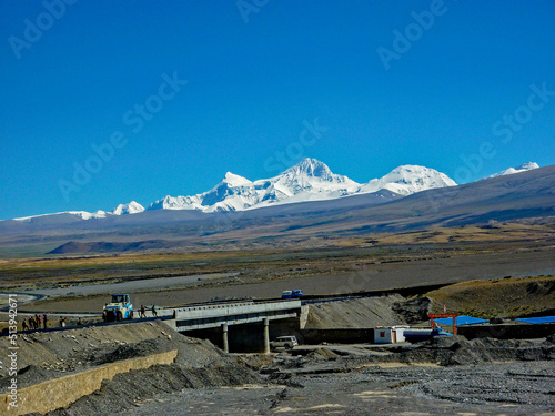 Road construction works in western Tibet 