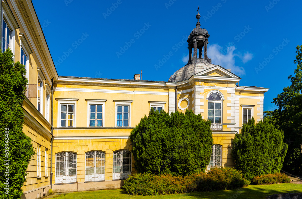 XVII century chapel of Primate Palace - Palac Prymasowski - within Palace and Park historic quarter in Skierniewice old town city center in Poland