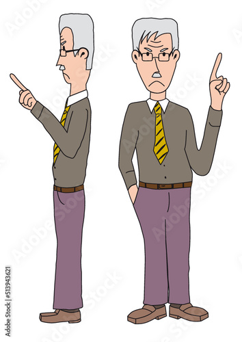 old businessman showing something not happy