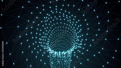 Flying through endless data matrix tunnel meditative 3d animation loop