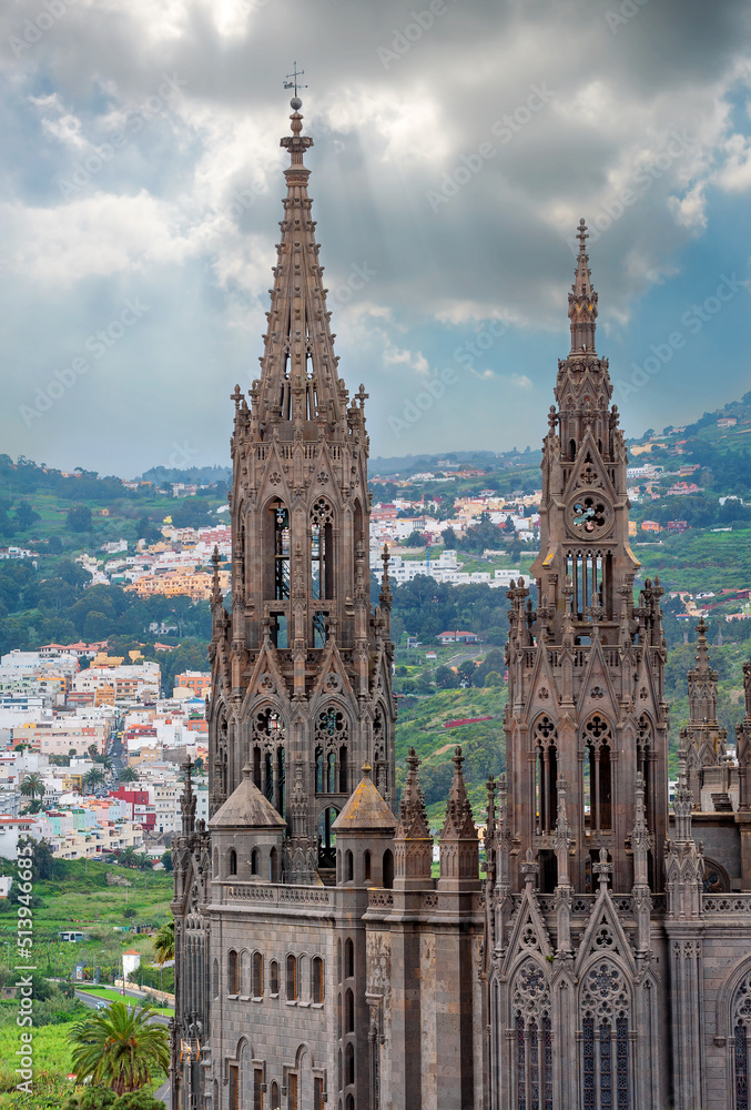 Gothic cathedral of San Juan Bautista in Arucas. Gran Canaria, Canary Islands, Spain