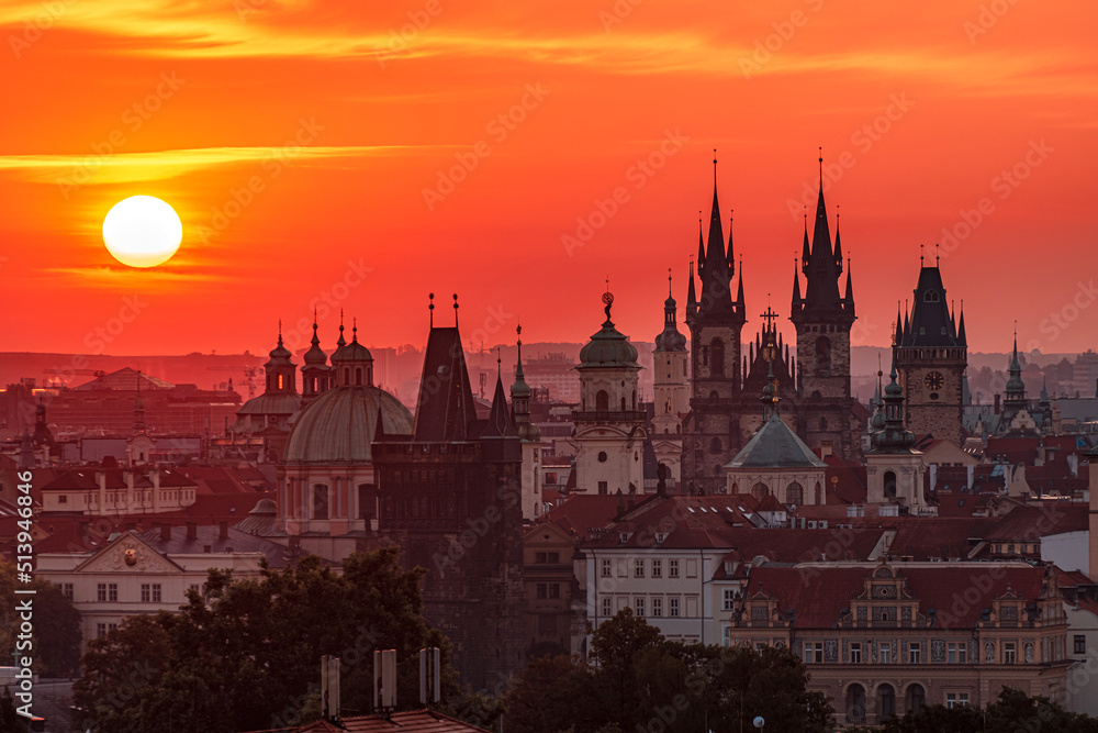church at sunset, church, architecture, tower, building, europe, old, sky, religion, cathedral, castle, city, history, town, historic, travel, morning, prague, landmark, spring, monastery, catholic