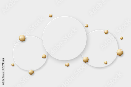 banner for product presentation 3 places around golden circles