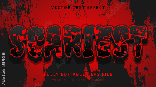 Grunge Horror Black Red Word Scariest Editable Text Effect Design