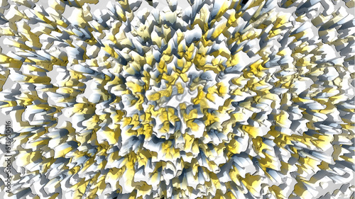 Futuristic volumetric landscape. Top view of the topology of the space with hills and valleys from above. Colored play of space. The creeping expansion of the sea from the liquid moves to infinity.