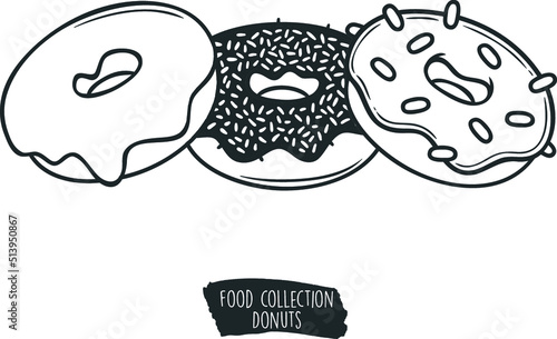 food collection donuts black and white