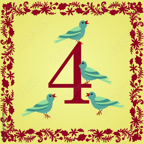 The 12 Days of Christmas 4th Day Four calling birds