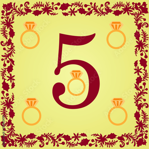 The 12 Days of Christmas 5th Day Five Gold Rings