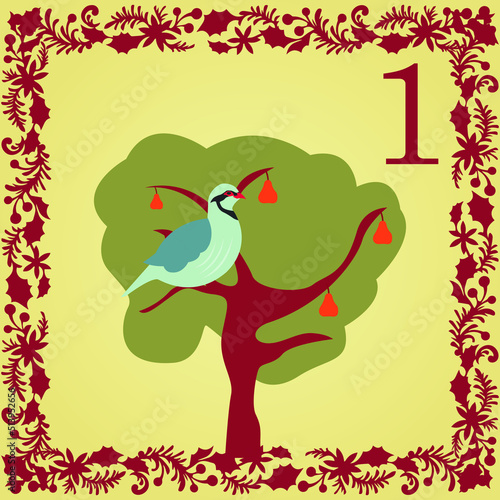 Obraz na plátně The 12 Days of Christmas 1st day A partridge in a pear tree