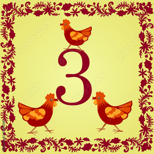 The 12 days of Christmas 3rd day three French hens photo