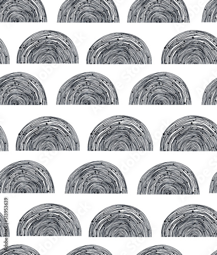 Black and white spiral pattern. vector ornamental print