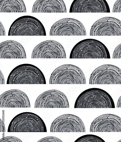 Black and white spiral pattern. vector ornament