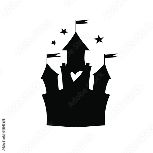 Fantasy castle silhouettte for Little princess. Decorative elements in scandinavian minimalistic style photo
