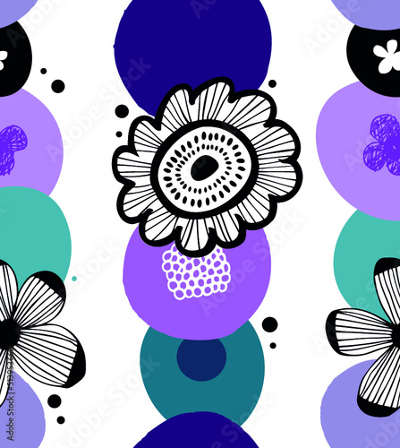 Foral decorative pattern in scandinavian style. Abstract background with stylized flowers. Seamless texture