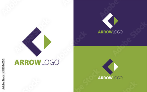 Abstract logo with arrow inside a hollow square.