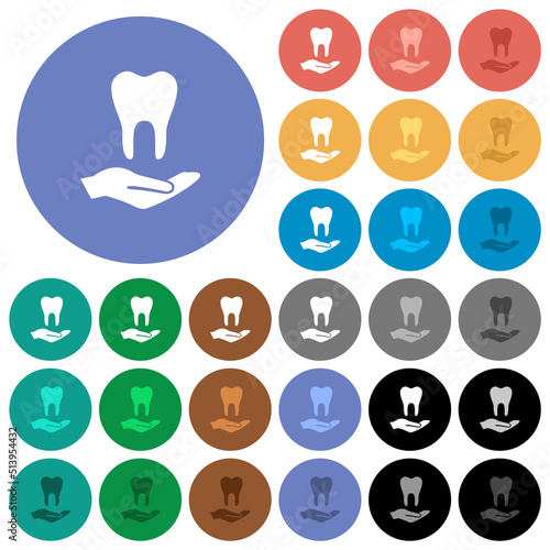 Dental provision round flat multi colored icons