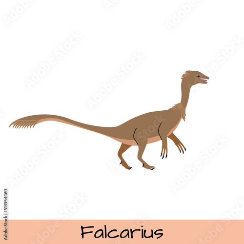 Falcarius dinosaur vector illustration isolated on white background.