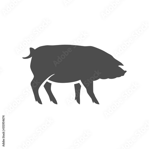 Pig farm animal agricultural organic meat production butchery monochrome icon vector