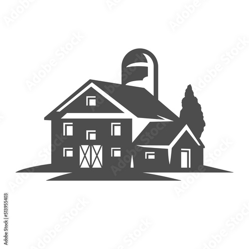 Farmer house ranch village countryside home vintage icon vector illustration